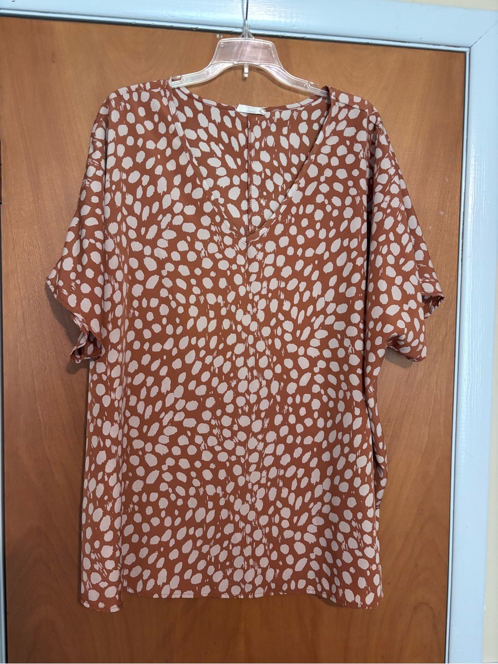 entro Rust and Cream Spot V-Neck Tunic